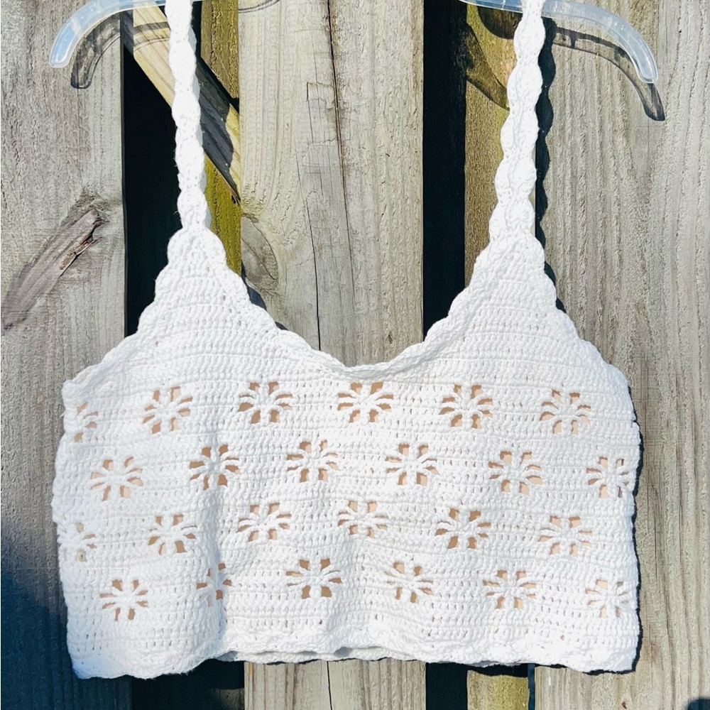 Line & Dot White Crochet Women’s Top